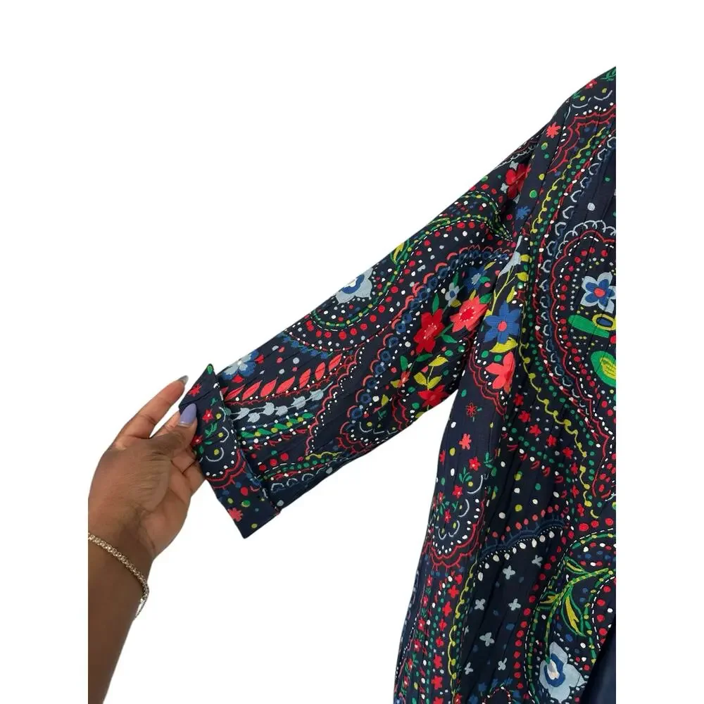 Alfred Dunner Plus Blue Red‎ Floral Colorful Fun Playful Open Front Blazer 14